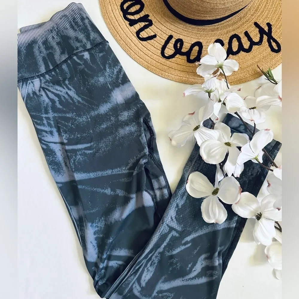Lululemon Ebb to Street Stone Wash Graphite Full Length Seamless Leggings